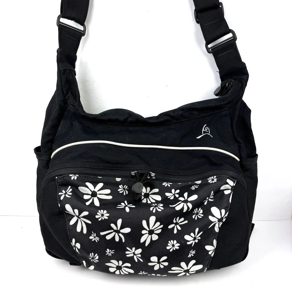Overland Equipment Messenger Bag Black Floral Canvas Made In Chico USA